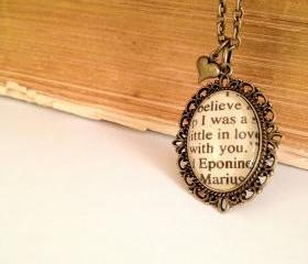  Eponine and Marius from Les Miserables Antiqued Bronze Book Page Necklace
