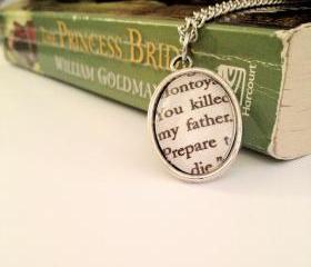  Inigo Montoya Quote Antiqued Silver Book Page Necklace from the Princess Bride You killed my father prepare to die