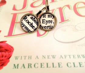 Jane Eyre and Mr Rochester Antiqued Bronze Dangling Book Page Earrings from Charlotte Bronte's Novel