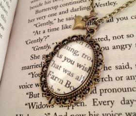  The Princess Bride As You Wish Antiqued Bronze Book Page Necklace