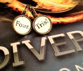 Divergent Four and Tris Prior Veronica Roth Antiqued Bronze Dangling or Post Book Page Earrings