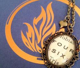 Four and Six Divergent by Veronica Roth Antiqued Bronze Book Page Necklace