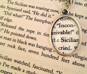 The Princess Bride Inconceivable Antiqued Silver Book Page Necklace
