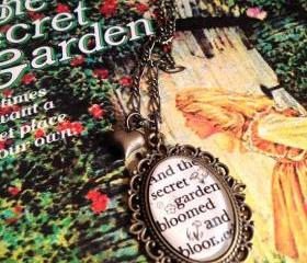  The Secret Garden by Frances Hodgson Burnett Antiqued Bronze or Silver Book Page Necklace