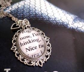  Fifty Shades of Grey Right now I'm thinking Nice tie Antiqued Silver Ornate Book Page Necklace