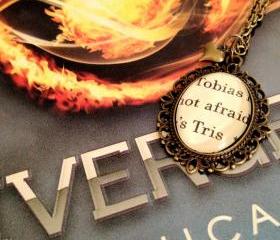 Tobias and Tris Veronica Roth Divergent Antiqued Bronze Book Page Necklace
