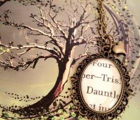  Four and Tris from Veronica Roth's Divergent Antiqued Bronze Book Page Necklace Dauntless