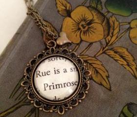  Rue and Primrose from Suzanne Collins's Hunger Games Antiqued Bronze Book Page Necklace