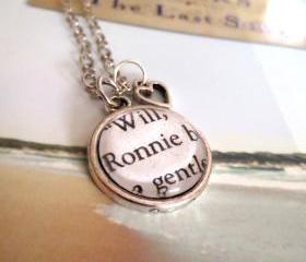 Ronnie and Will The Last Song by Nicholas Sparks Antiqued Silver Book Page Necklace