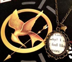 Gale Hawthorne from Suzanne Collins's Hunger Games Antiqued Bronze Book Page Necklace