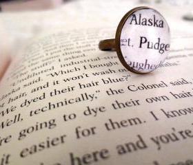 Looking for Alaska Alaska and Pudge Antiqued Bronze Adjustable Book Page Ring