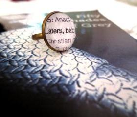 Fifty Shades of Grey 'Laters, Baby' Antiqued Bronze Book Page Ring
