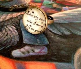  I Solemnly Swear That I Am Up To No Good Harry Potter Antiqued Bronze Ring