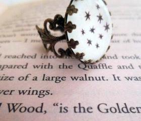  Harry Potter Chapter Heading Stars Antiqued Bronze Book Page Ornate Ring