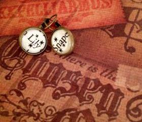  Lily and Snape Harry Potter Dangling or Post Antiqued Bronze Book Page Earrings J.K. Rowling